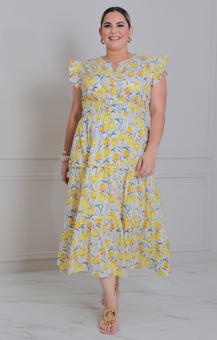 Vestido estampado de flores - VESTIDO LARGO CURVY Boutiquemirel 
