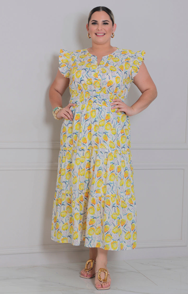 Vestido estampado de flores - VESTIDO LARGO CURVY Boutiquemirel 