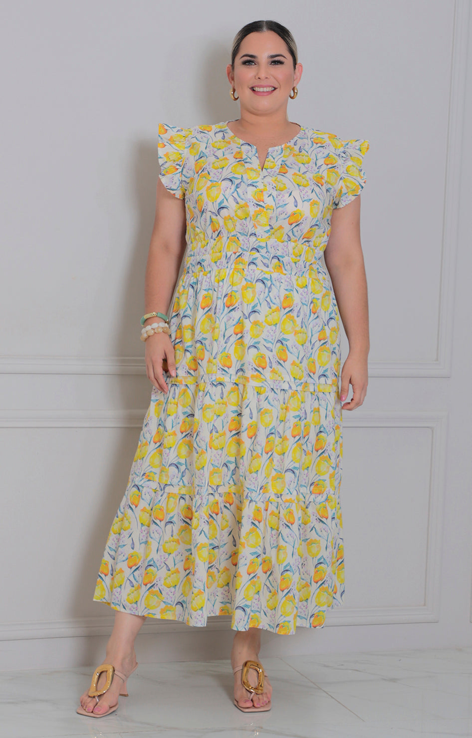 Vestido estampado de flores - VESTIDO LARGO CURVY Boutiquemirel 