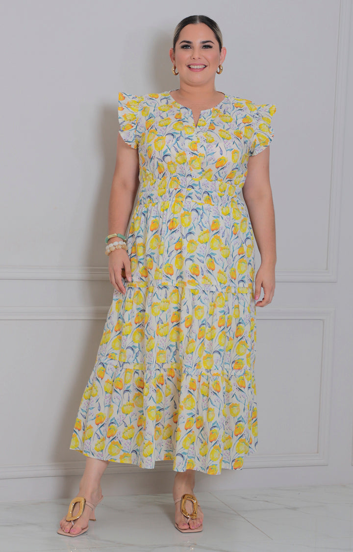 Vestido estampado de flores - VESTIDO LARGO CURVY Boutiquemirel 