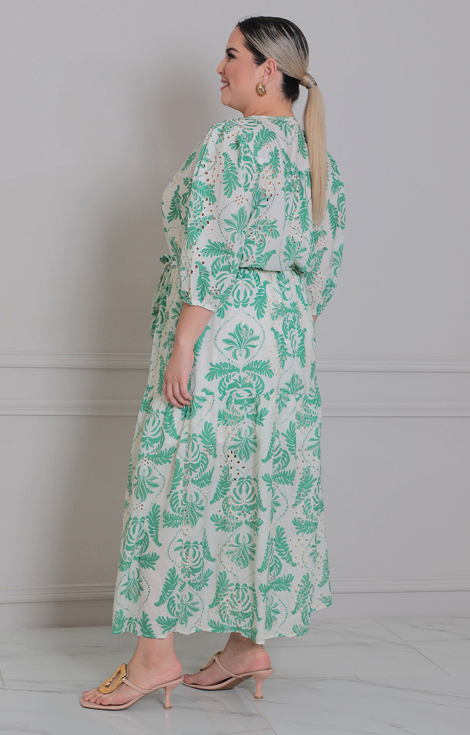 Vestido verde estampado - VESTIDO LARGO CURVY Boutiquemirel 