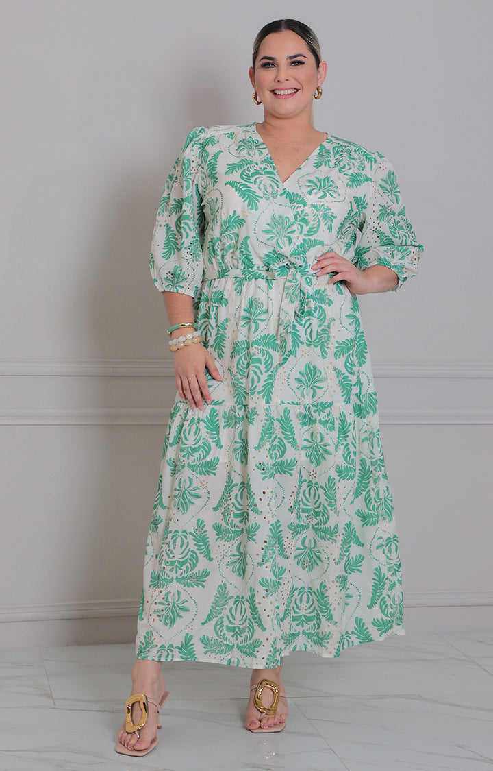 Vestido verde estampado - VESTIDO LARGO CURVY Boutiquemirel 