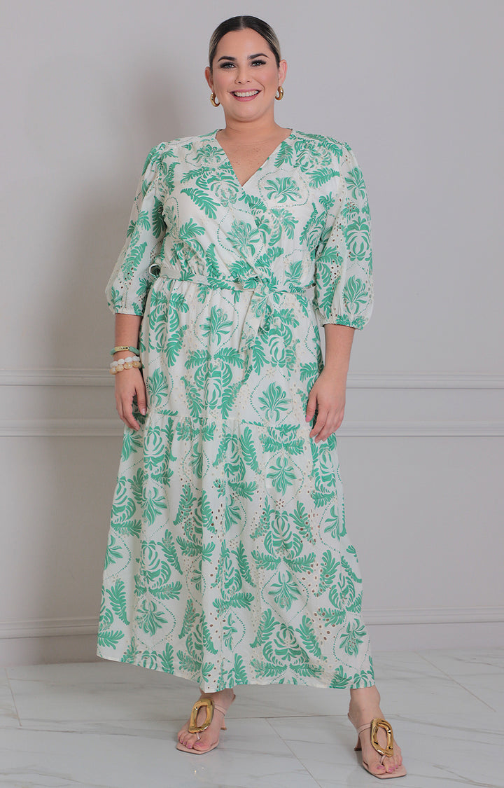 Vestido verde estampado - VESTIDO LARGO CURVY Boutiquemirel 