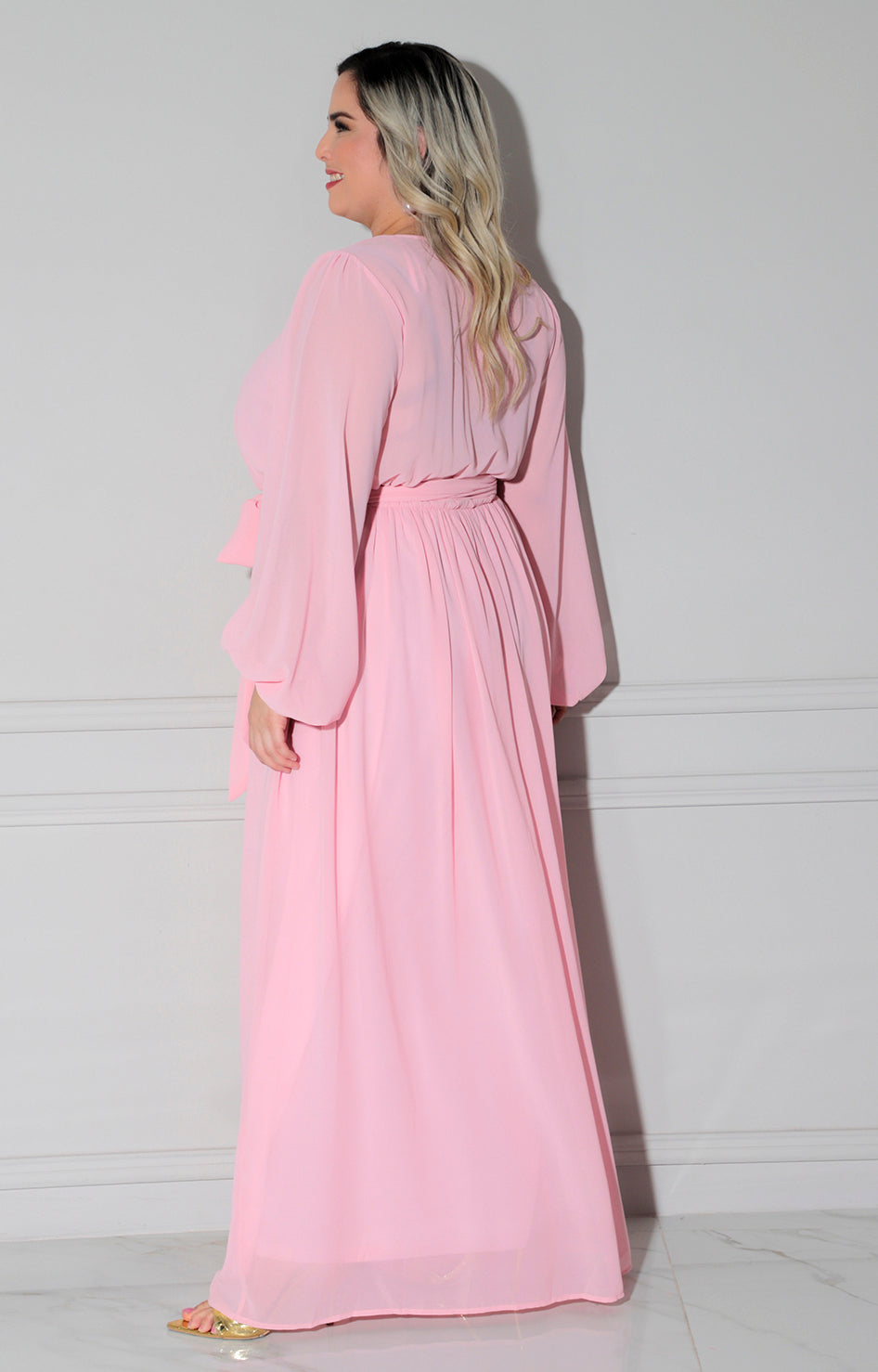 Vestido rosa largo - VESTIDO LARGO CURVY Boutiquemirel 