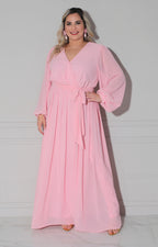 Vestido rosa largo - VESTIDO LARGO CURVY Boutiquemirel 