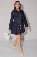 Vestido de mezclilla con manga larga - VESTIDO CORTO REGULAR Boutiquemirel 