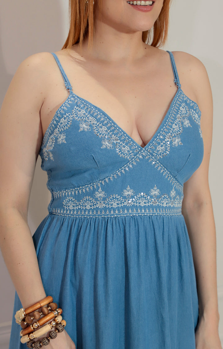 Vestido de mezclilla bordado - VESTIDO Boutiquemirel 
