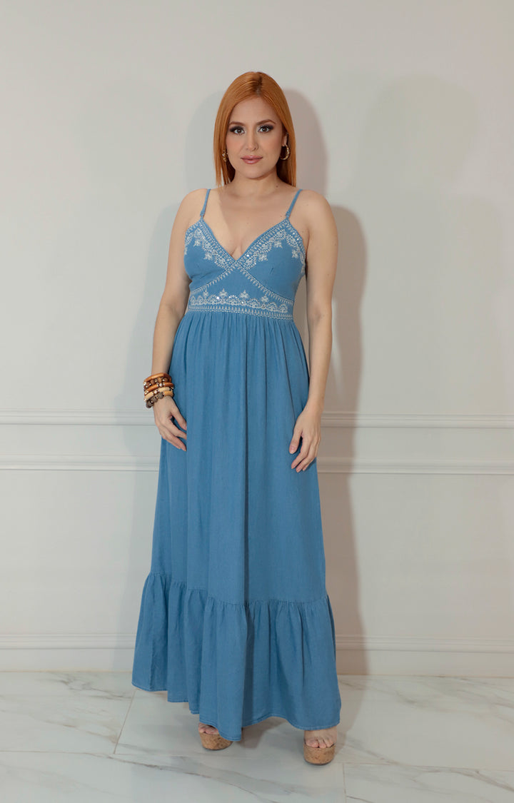 Vestido de mezclilla bordado - VESTIDO Boutiquemirel 