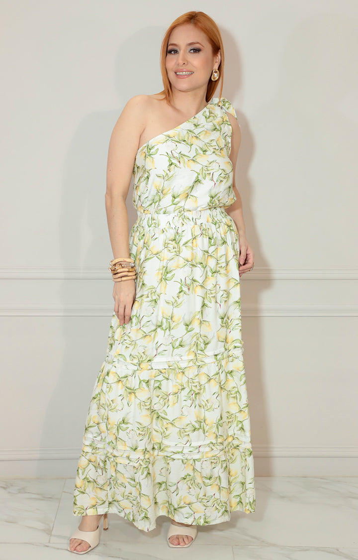 Blusa asimetrica estampada con lazo en hombro - BLUSA Boutiquemirel 