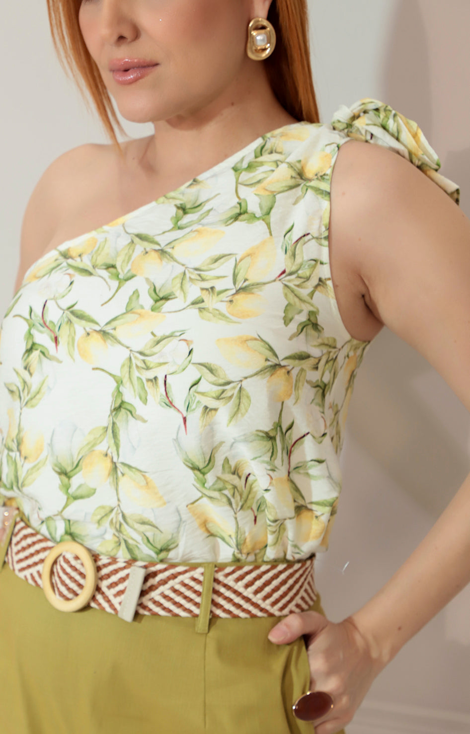 Blusa asimetrica estampada con lazo en hombro - BLUSA Boutiquemirel 