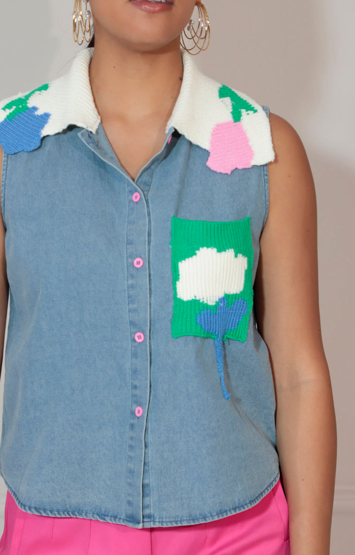 Blusa de mezclilla con bordado - BLUSA Boutiquemirel 