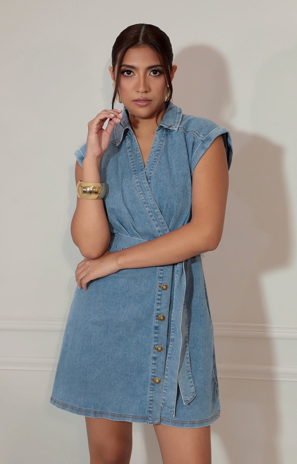 Vestido azul con botones y lazo ajustable - VESTIDO Boutiquemirel 