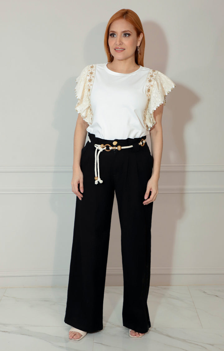 Pantalón negro de tiro alto - PANTALON Boutiquemirel 