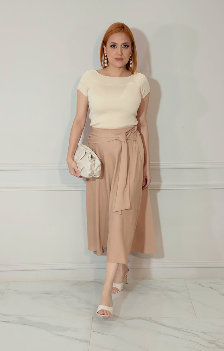 Falda beige con detalle de lazo superior - FALDA Boutiquemirel 
