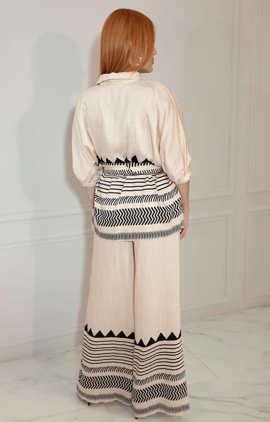 Conjunto beige claro estampado con cinturón - CONJUNTO Boutiquemirel 