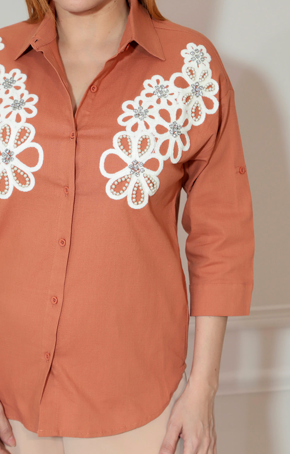 Blusa chedron bordada - BLUSA Boutiquemirel 