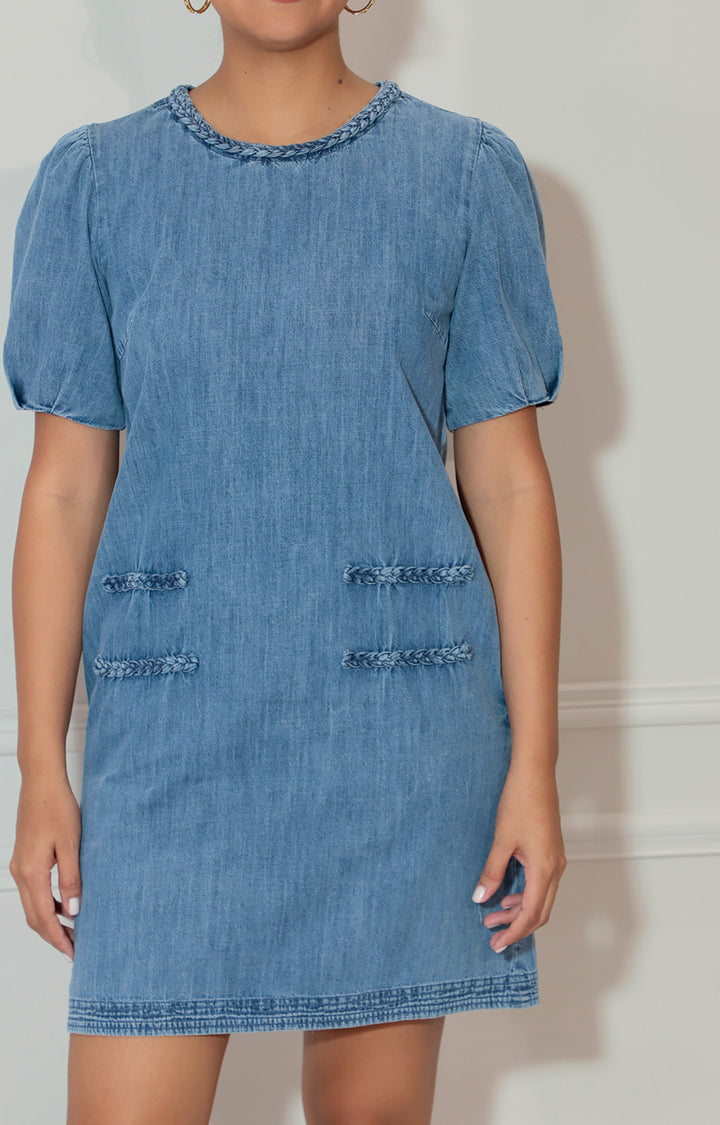Vestido de mezclilla con detalle de trenzado inferior - VESTIDO Boutiquemirel 
