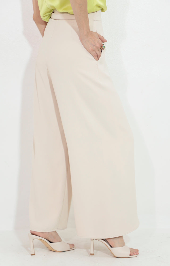 Pantalon beige con capa frontal - PANTALON Boutiquemirel 