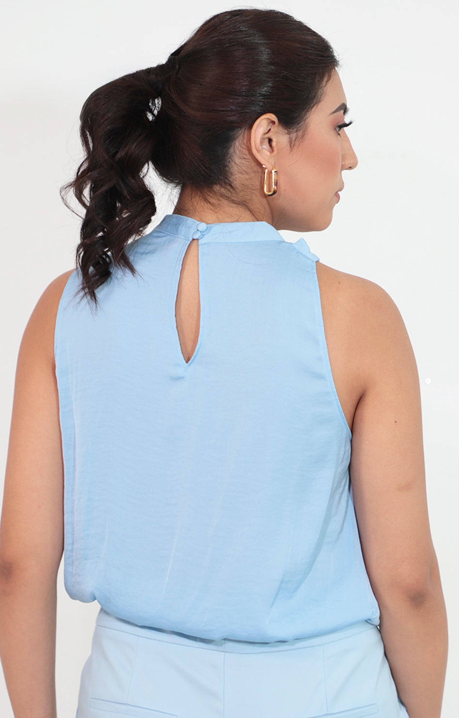 Blusa azul sin mangas y elastico inferior - BLUSA Boutiquemirel 