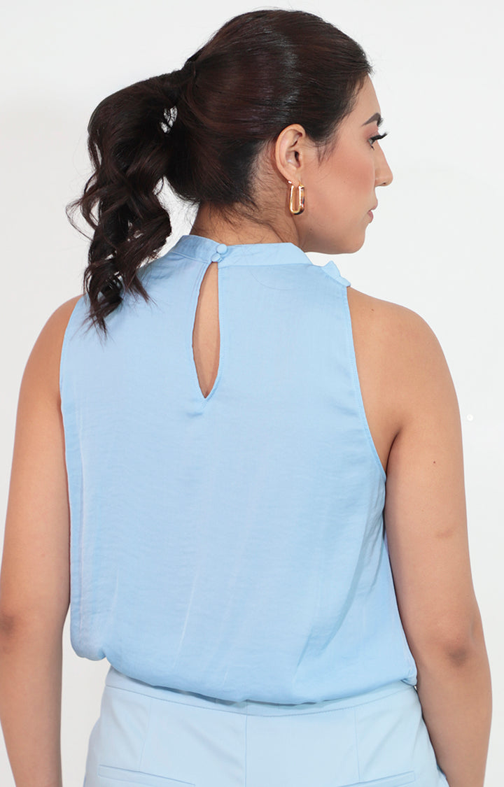 Blusa azul sin mangas y elastico inferior - BLUSA Boutiquemirel 