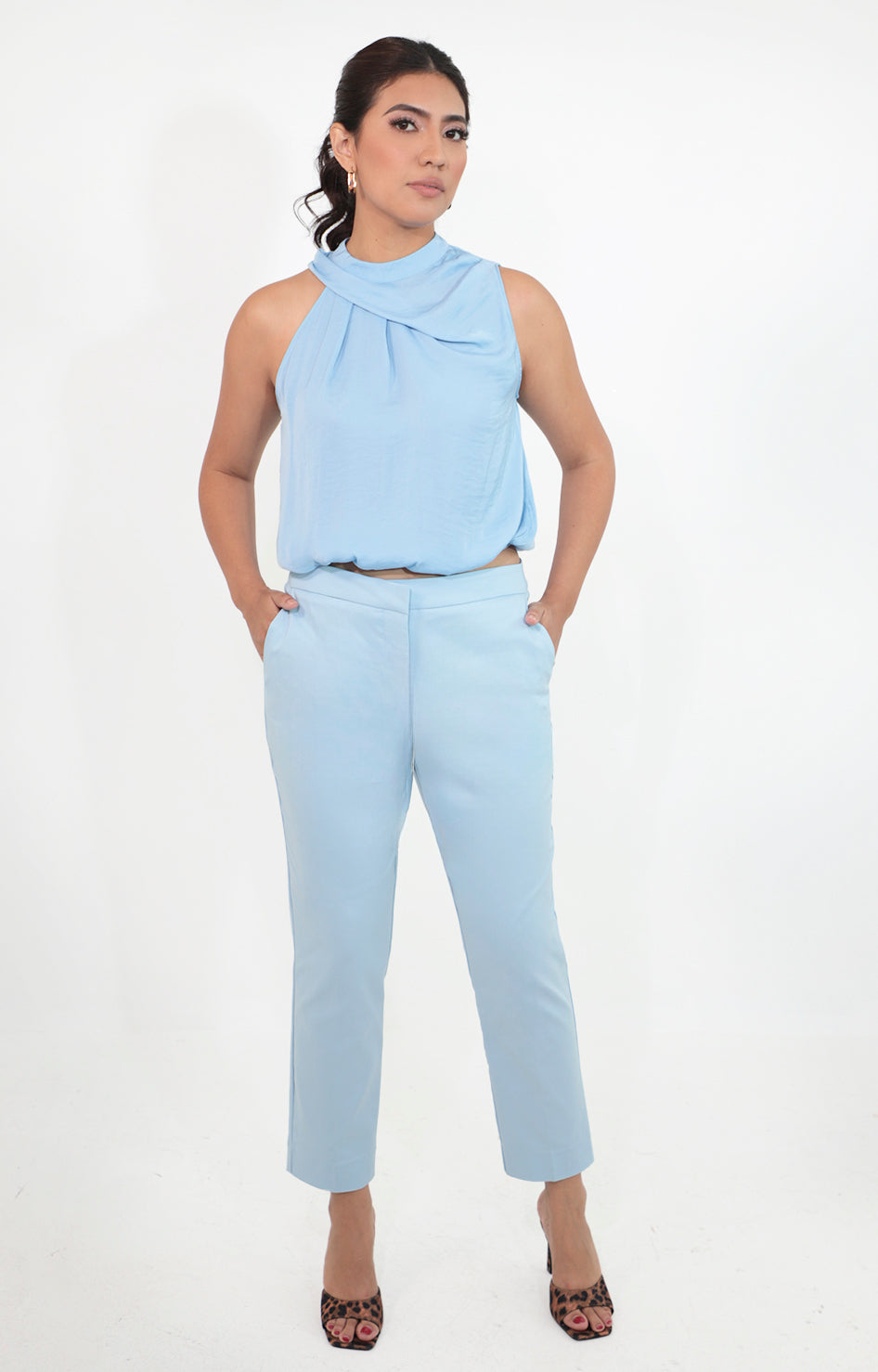 Blusa azul sin mangas y elastico inferior - BLUSA Boutiquemirel 