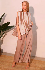 Blusa beige de rayas con manga mariposa - BLUSA Boutiquemirel 