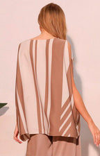 Blusa beige de rayas con manga mariposa - BLUSA Boutiquemirel 