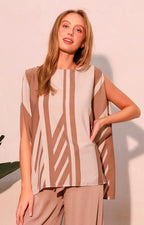 Blusa beige de rayas con manga mariposa - BLUSA Boutiquemirel 