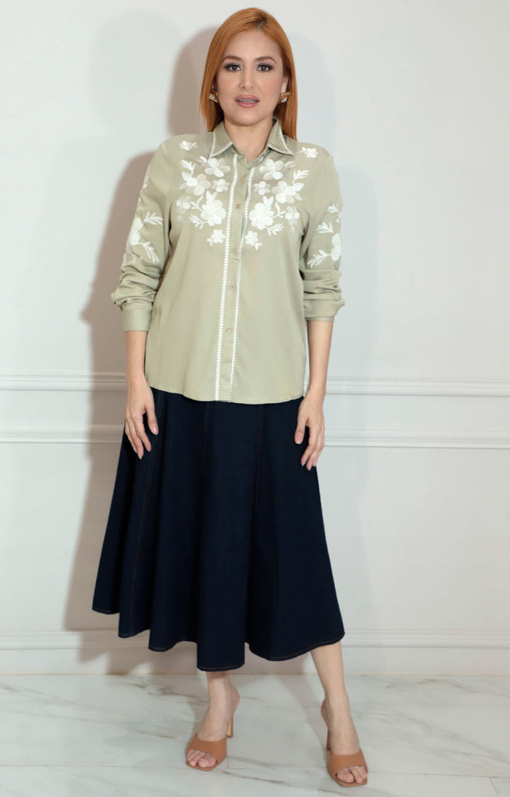 Blusa beige bordada - BLUSA Boutiquemirel 