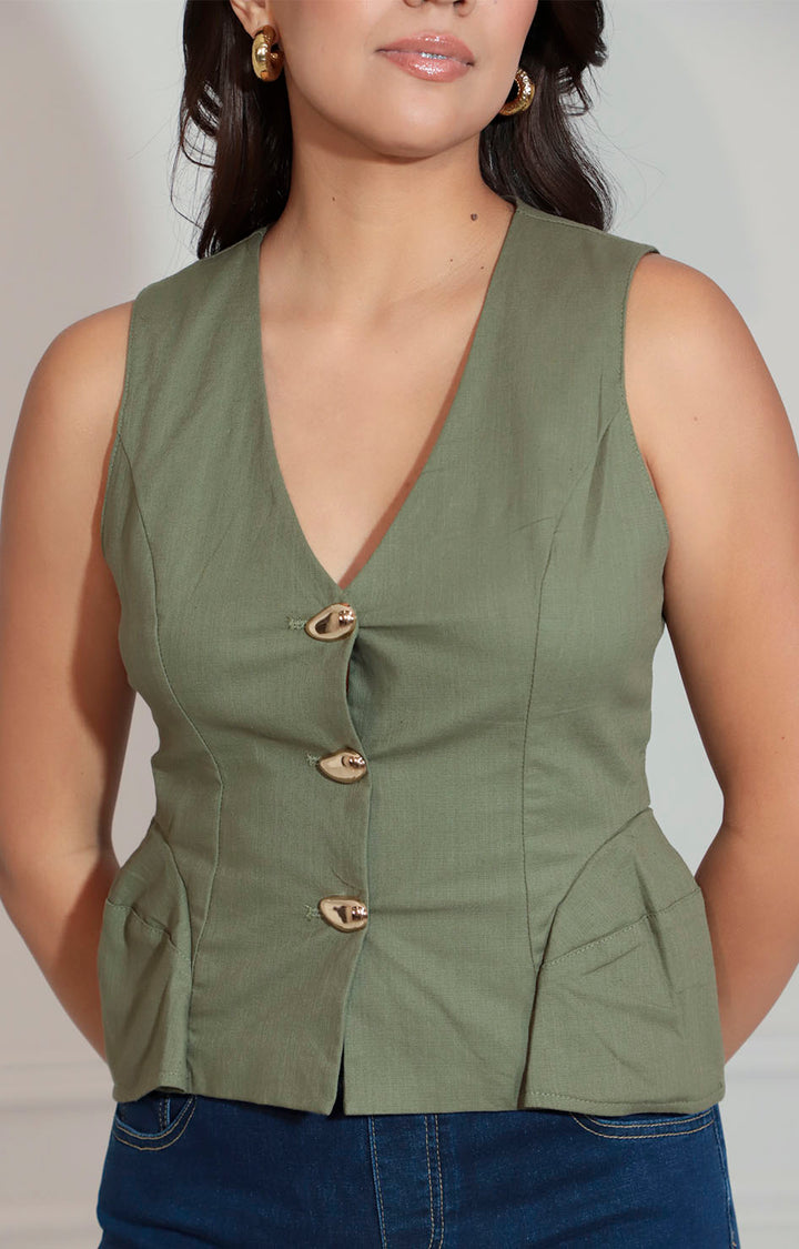 Chaleco verde - BLUSA Boutiquemirel 