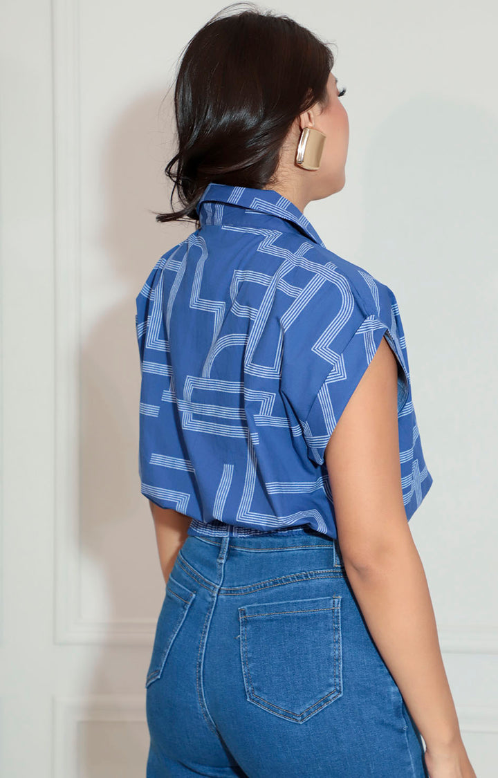 Blusa azul estampada - BLUSA Boutiquemirel 