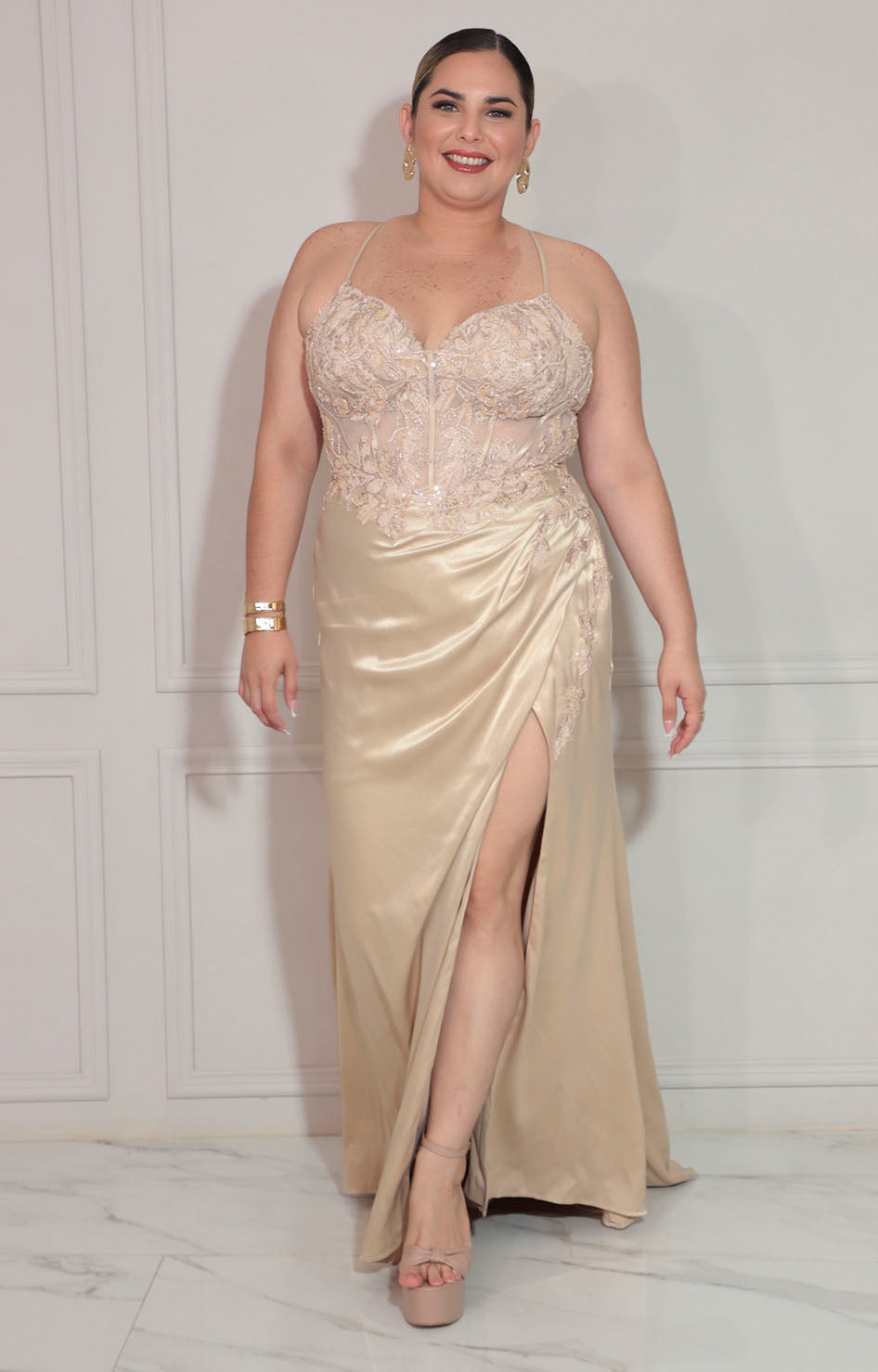 Vestido beige de gala - VESTIDO XL Boutiquemirel 