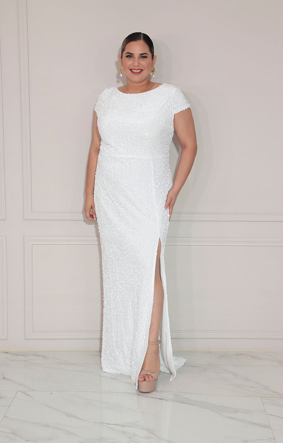 Vestido blanco con lentejuela - VESTIDO XL Boutiquemirel 