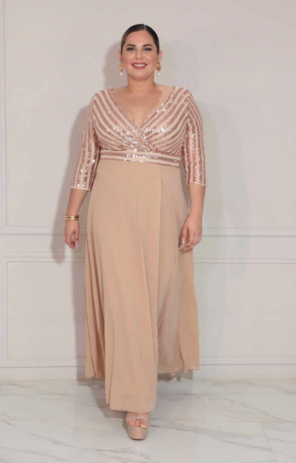 Vestido beige de gala - VESTIDO XL Boutiquemirel 