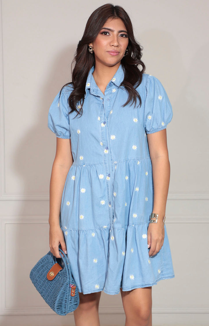 Vestido mezclilla con flores - VESTIDO Boutiquemirel 