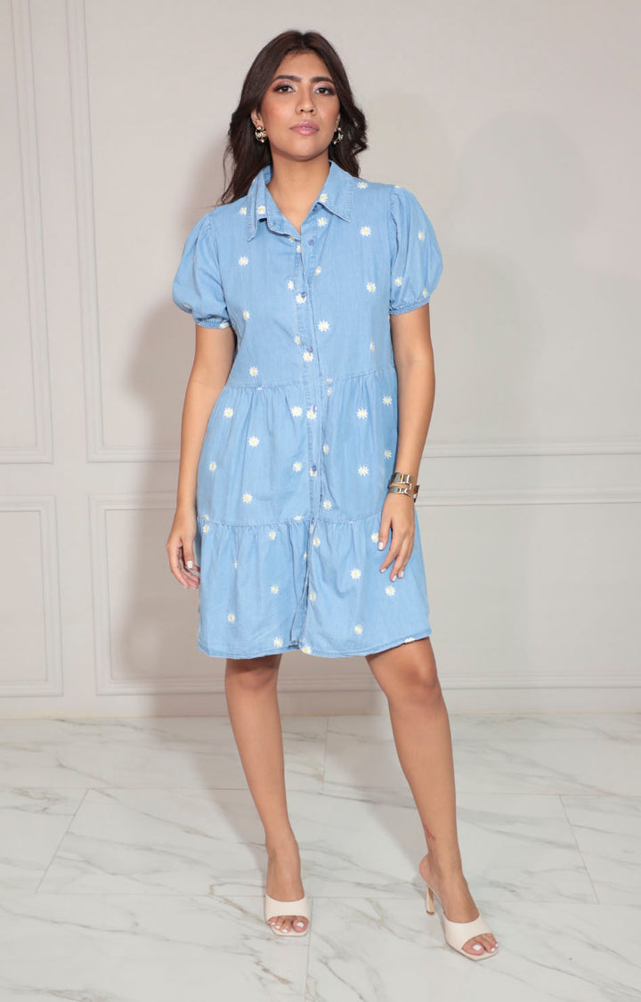 Vestido mezclilla con flores - VESTIDO Boutiquemirel 