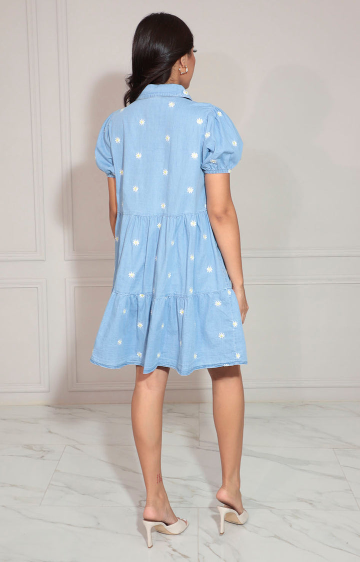 Vestido mezclilla con flores - VESTIDO Boutiquemirel 