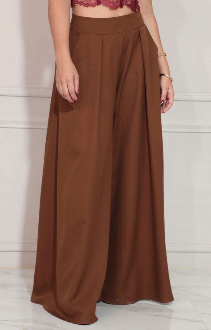 Pantalón café con pinzas - PANTALON Boutiquemirel 