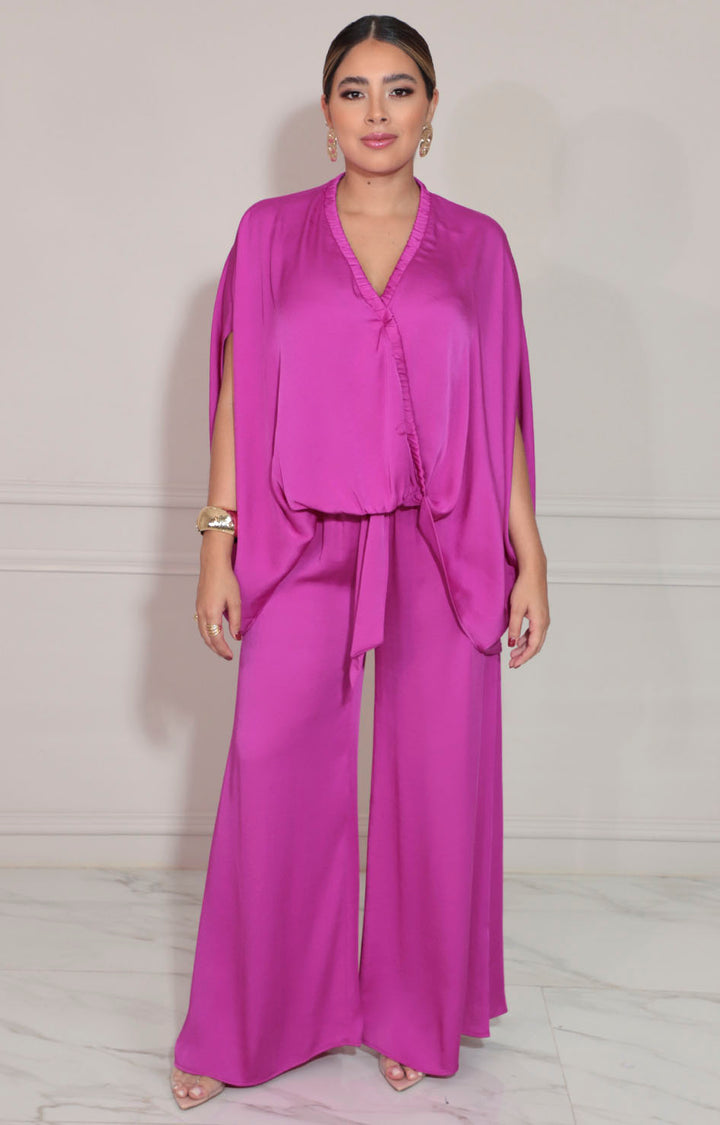 Conjunto satinado magenta - BLUSA Boutiquemirel 