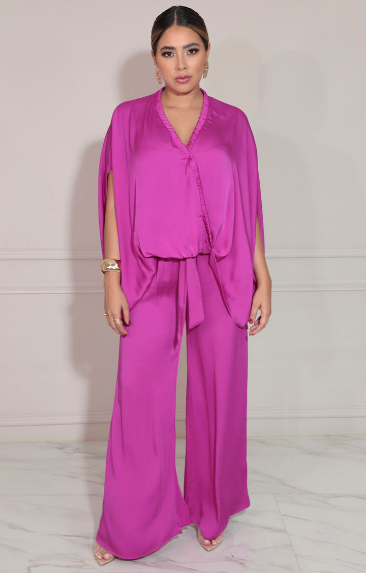 Conjunto satinado magenta - BLUSA Boutiquemirel 