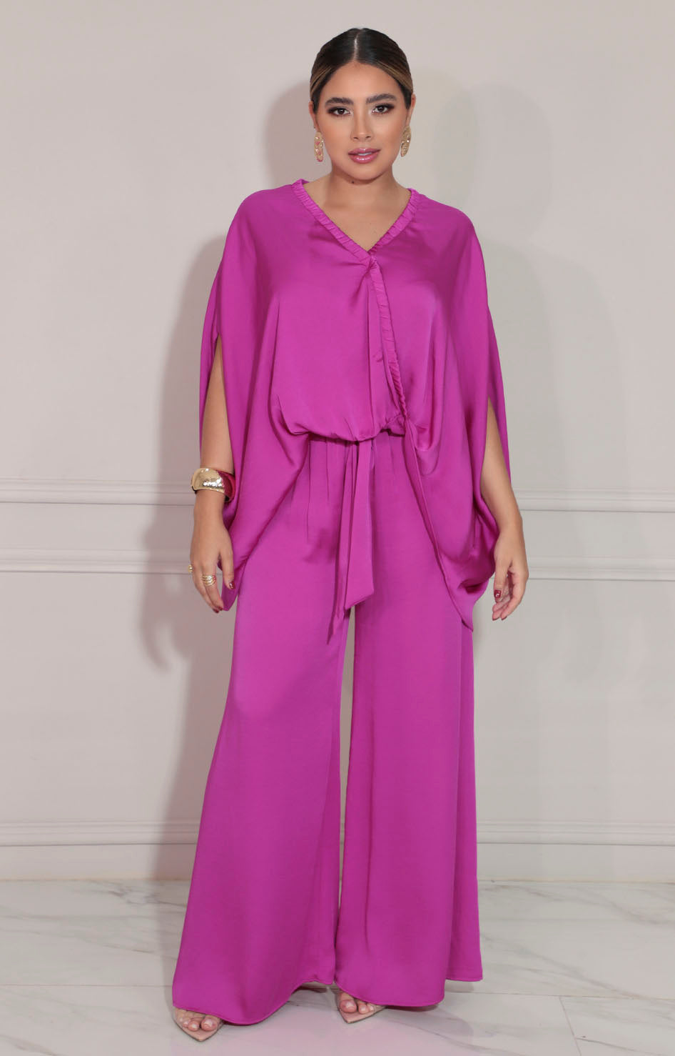 Conjunto satinado magenta - BLUSA Boutiquemirel 