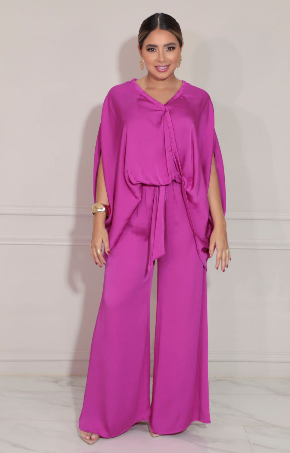 Conjunto satinado magenta - BLUSA Boutiquemirel 