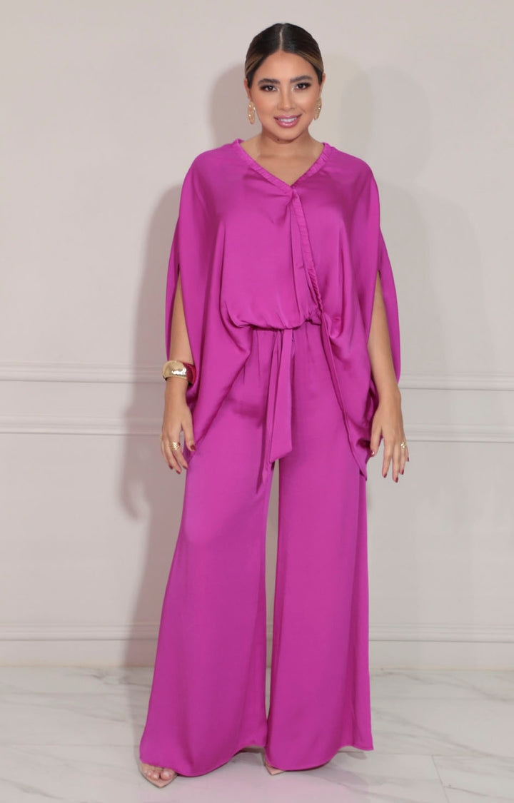 Conjunto satinado magenta - BLUSA Boutiquemirel 