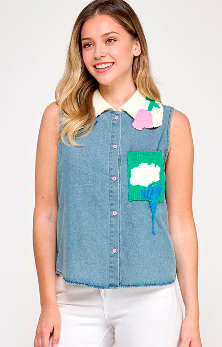 Blusa de mezclilla con bordado - BLUSA Boutiquemirel 