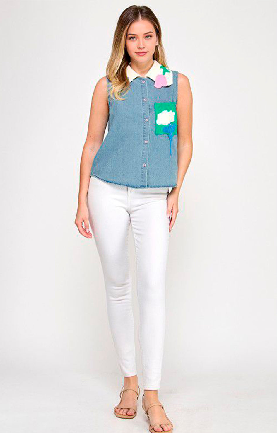 Blusa de mezclilla con bordado - BLUSA Boutiquemirel 