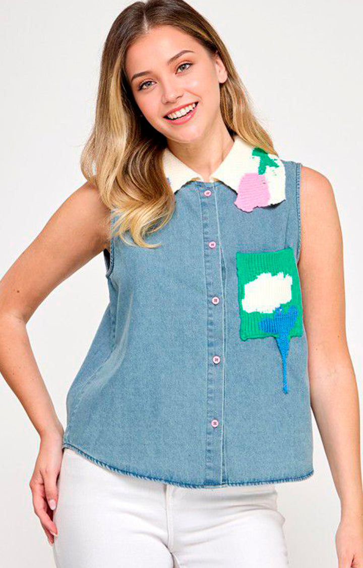 Blusa de mezclilla con bordado - BLUSA Boutiquemirel 