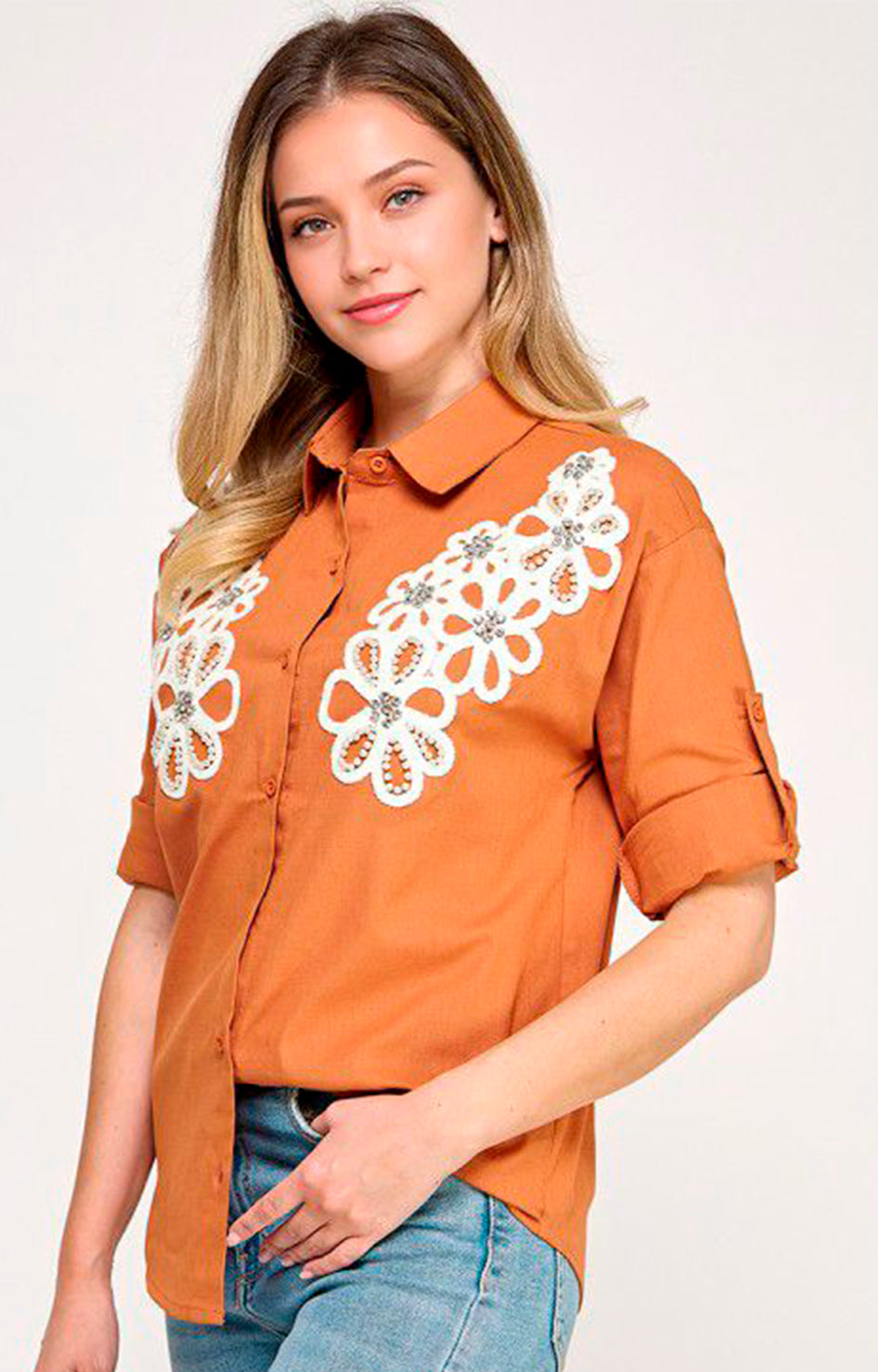 Blusa chedron bordada - BLUSA Boutiquemirel 