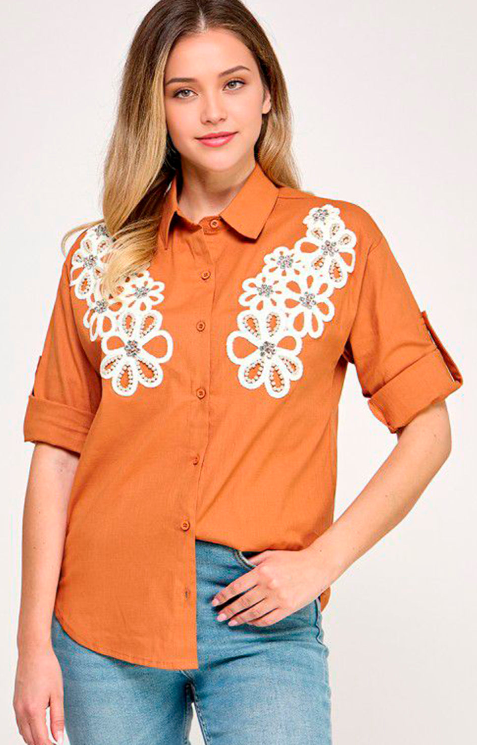 Blusa chedron bordada - BLUSA Boutiquemirel 