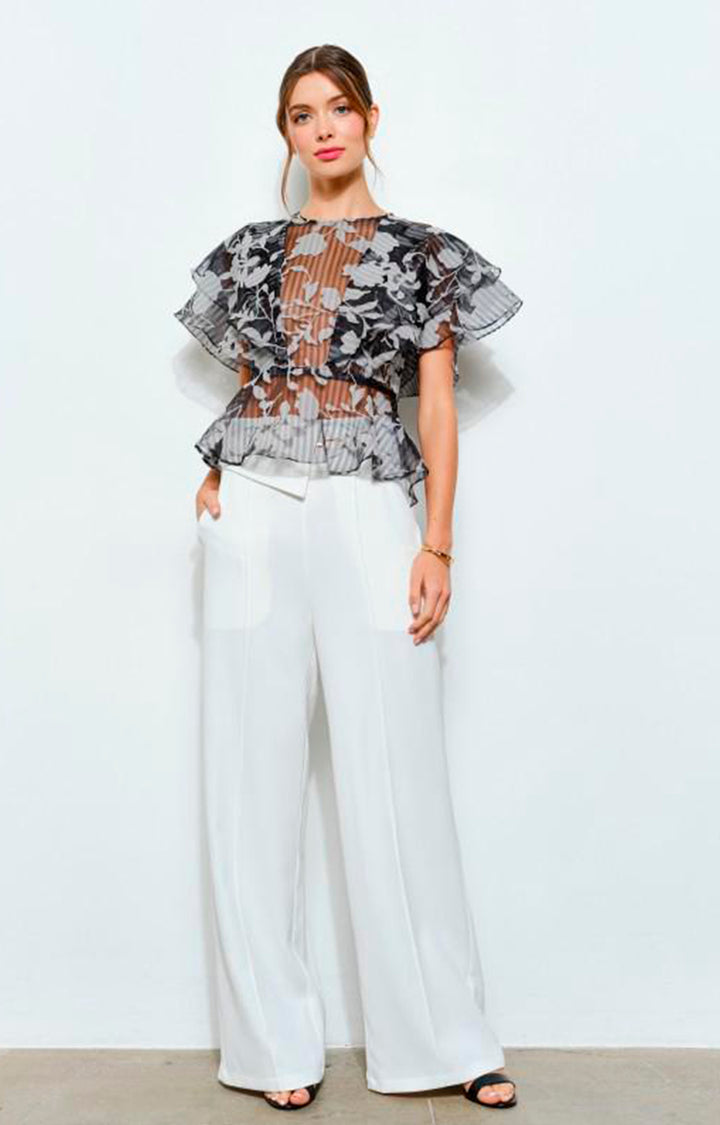 Blusa negra plisada estampada - BLUSA Boutiquemirel 