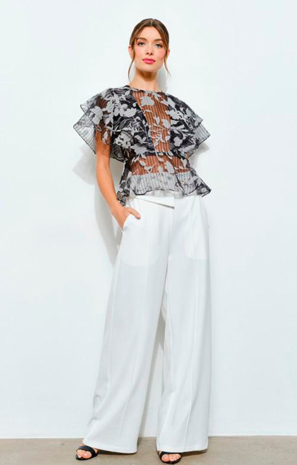 Blusa negra plisada estampada - BLUSA Boutiquemirel 